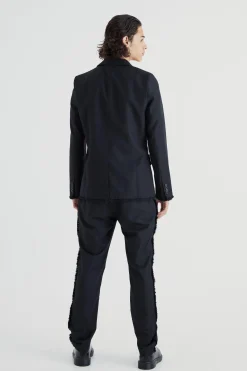 Slim Fit Blazer With Distressed Seams | BoohooMAN UK