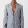 Slim Fit Blazer With Rhinestone Embellishment | BoohooMAN UK