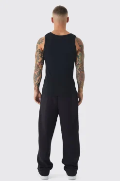 Slim Fit Branded Ribbed Vest | BoohooMAN UK