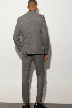 Slim Fit Check Contrast Stitch Suit | BoohooMAN UK