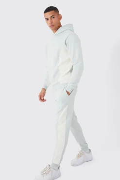 Slim Fit Colour Block Embroidered Tracksuit | BoohooMAN UK