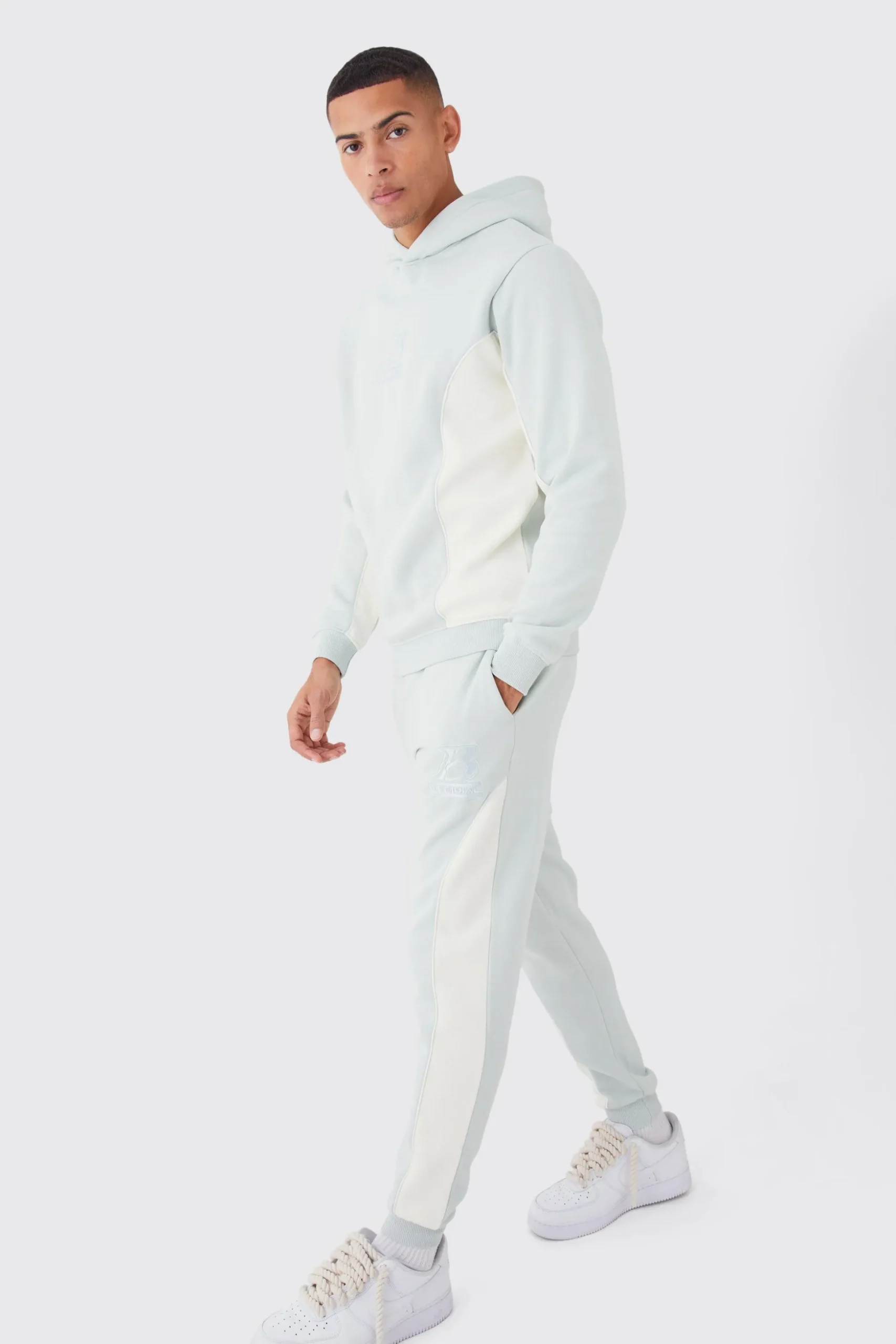 Slim Fit Colour Block Embroidered Tracksuit | BoohooMAN UK