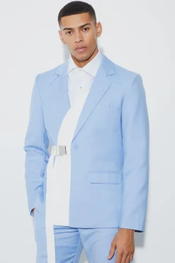 Slim Fit Colour Block Wrap Front Suit | BoohooMAN UK