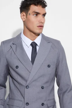 Slim Fit Double Breasted Blazer | BoohooMAN UK