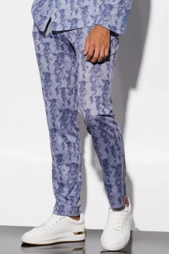 Slim Fit Dragon Printed Wrap Suit | BoohooMAN UK