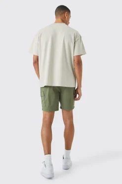 Slim Fit Elasticated Waist Cargo Shorts | BoohooMAN UK