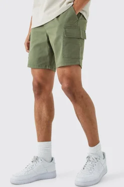 Slim Fit Elasticated Waist Cargo Shorts | BoohooMAN UK
