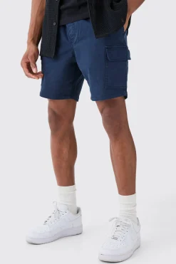Slim Fit Elasticated Waist Cargo Shorts | BoohooMAN UK