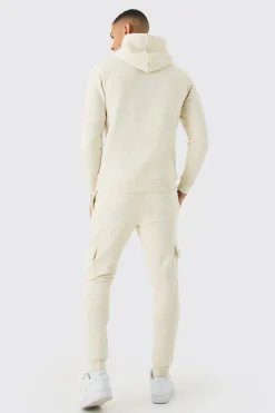 Slim Fit Embroidered Cargo Tracksuit | BoohooMAN UK