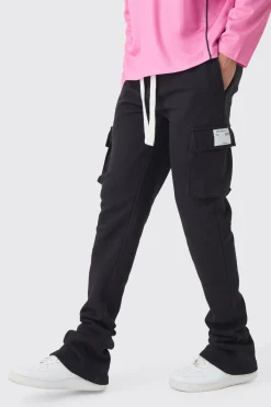 Slim Fit Extreme Stacked Woven Tab Cargo Jogger | BoohooMAN UK