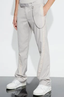 Slim Fit Flare Colour Block Panel Trouser | BoohooMAN UK