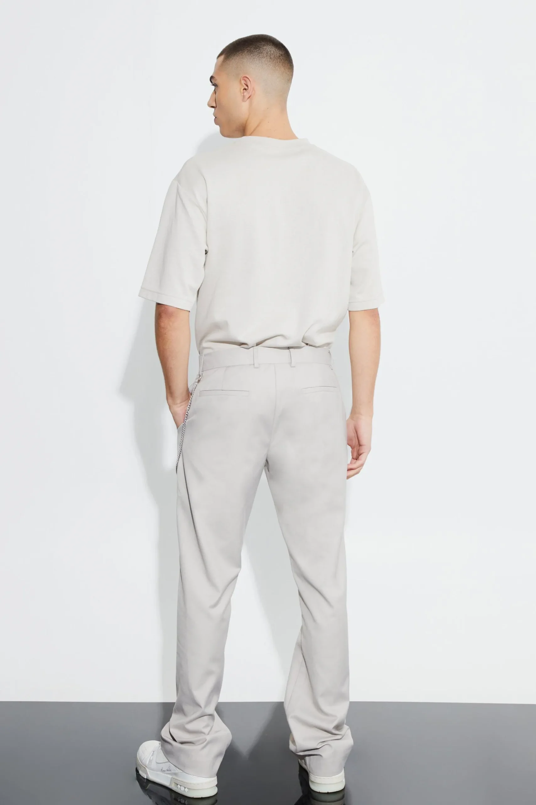 Slim Fit Flare Colour Block Panel Trouser | BoohooMAN UK