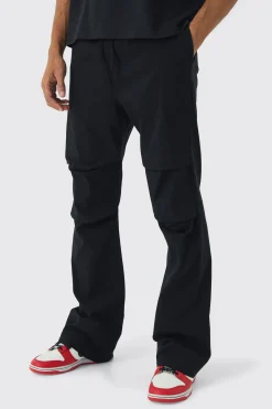 Slim Fit Flare Rushed Leg Bengaline Trouser | BoohooMAN UK