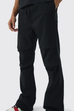 Slim Fit Flare Rushed Leg Bengaline Trouser | BoohooMAN UK