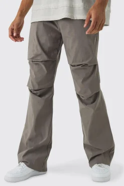 Slim Fit Flare Rushed Leg Bengaline Trouser | BoohooMAN UK