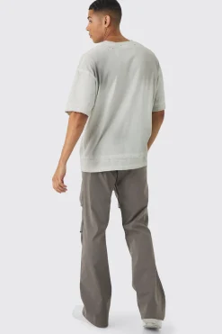 Slim Fit Flare Rushed Leg Bengaline Trouser | BoohooMAN UK