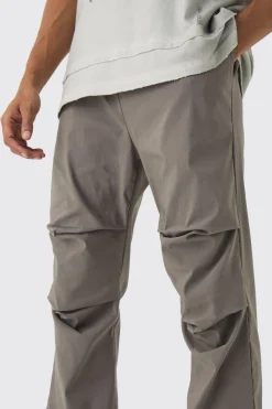 Slim Fit Flare Rushed Leg Bengaline Trouser | BoohooMAN UK