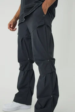 Slim Fit Flare Stacked Trousers With Ruched Detail | BoohooMAN UK
