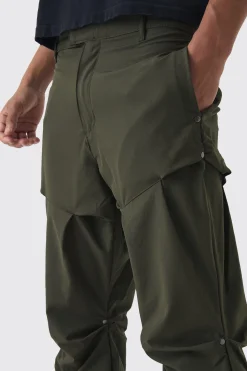 Slim Fit Flare Stacked Trousers With Ruched Detail | BoohooMAN UK