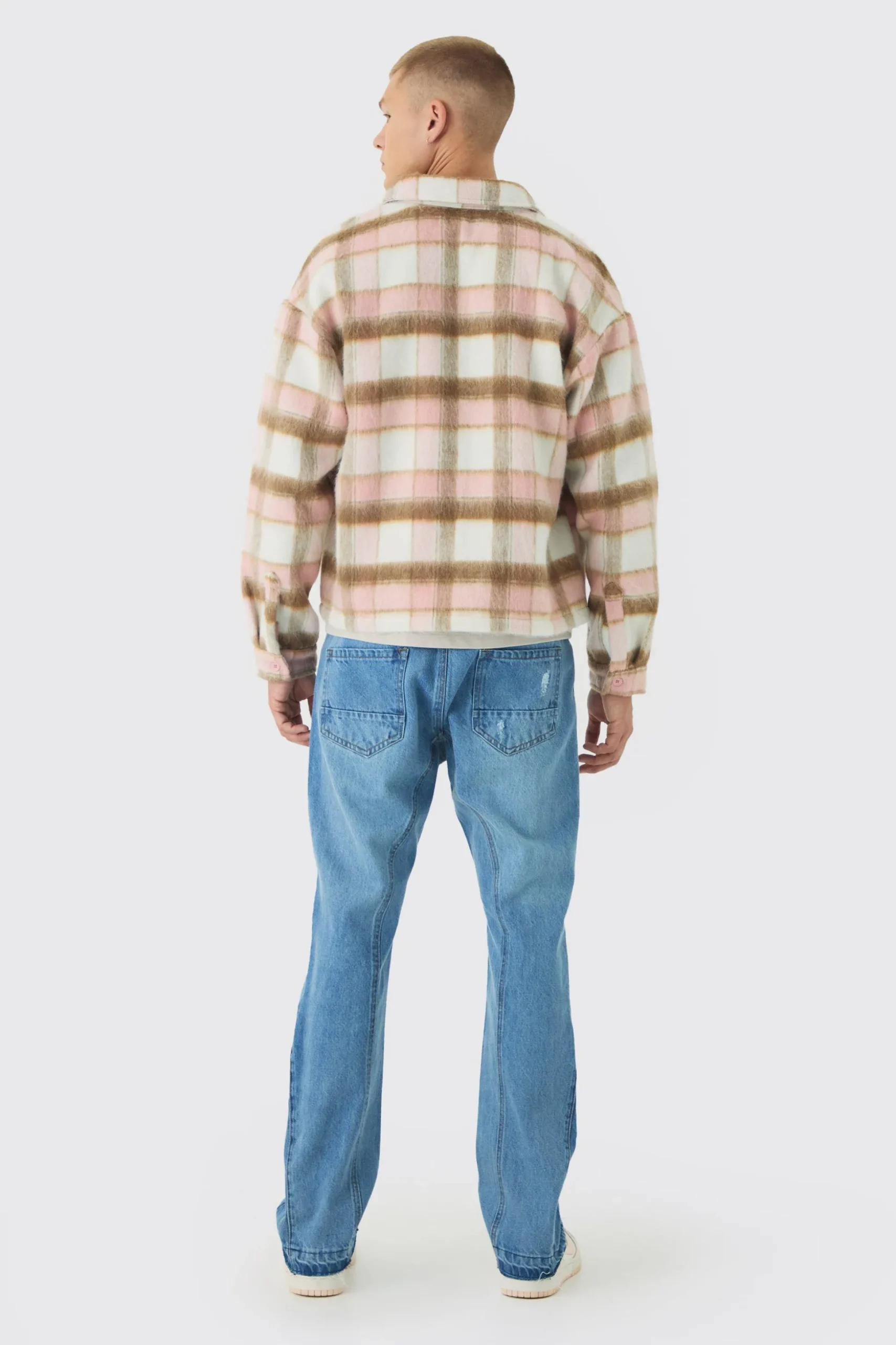 Slim Fit Flared Ripped Knee Jeans With Let Down Hem | BoohooMAN UK