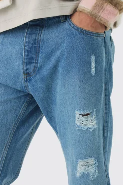 Slim Fit Flared Ripped Knee Jeans With Let Down Hem | BoohooMAN UK