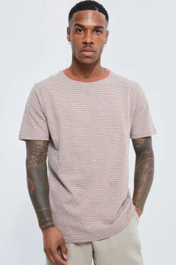 Slim Fit Honeycomb Jacquard T-shirt | BoohooMAN UK