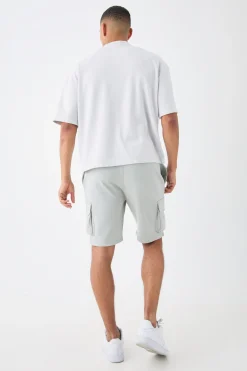 Slim Fit Interlock Pintuck Detail Cargo Shorts | BoohooMAN UK