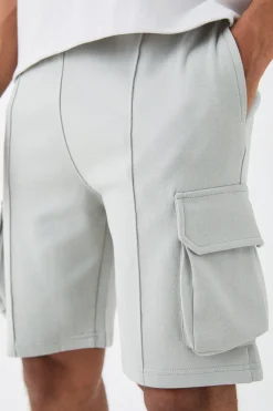 Slim Fit Interlock Pintuck Detail Cargo Shorts | BoohooMAN UK