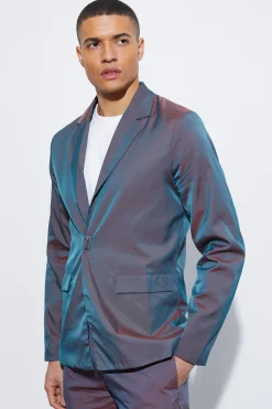 Slim Fit Iridescent Suit | BoohooMAN UK