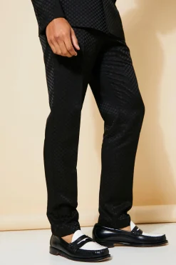 Slim Fit Jacquard Suit Trouser | BoohooMAN UK