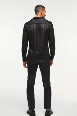 Slim Fit Long Sleeve Mesh Shirt | BoohooMAN UK