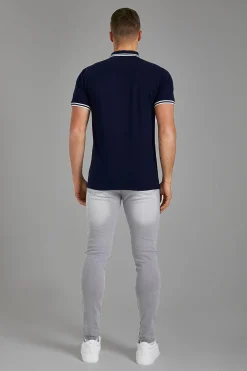 Slim Fit Man Signature Tipped Pique Polo | BoohooMAN UK