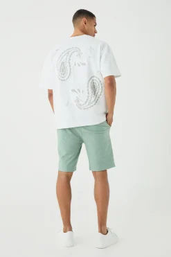 Slim Fit Mid Length Jacquard Stripe Short | BoohooMAN UK