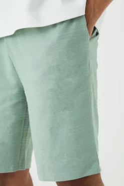 Slim Fit Mid Length Jacquard Stripe Short | BoohooMAN UK