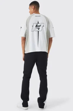 Slim Fit Moto Series Flared Stacked Gusset Jogger | BoohooMAN UK