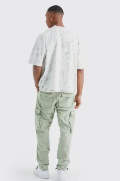Slim Fit Overdye Acid Wash Cargo Trouser | BoohooMAN UK