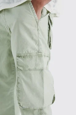 Slim Fit Overdye Acid Wash Cargo Trouser | BoohooMAN UK