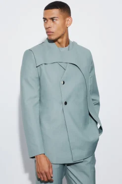 Slim Fit Overlay Suit | BoohooMAN UK