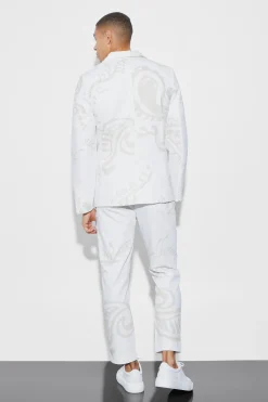 Slim Fit Paisley Suit | BoohooMAN UK