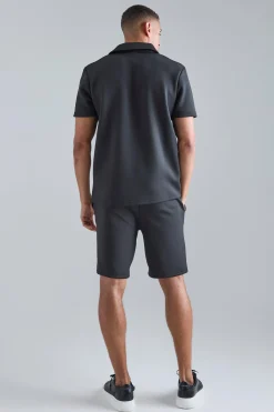 Slim Fit Pintuck Scuba Short | BoohooMAN UK