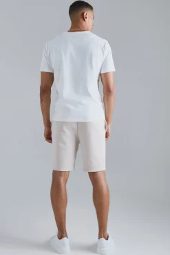 Slim Fit Pintuck Scuba Short | BoohooMAN UK