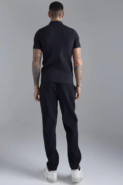 Slim Fit Pleated Trousers | BoohooMAN UK