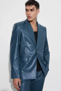 Slim Fit PU Suit | BoohooMAN UK