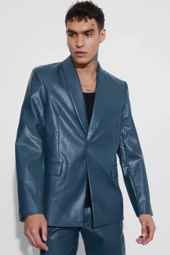 Slim Fit PU Suit | BoohooMAN UK