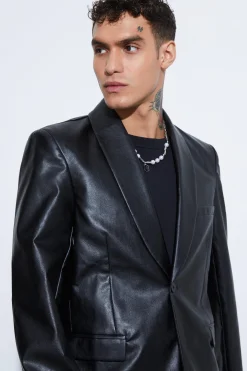 Slim Fit PU Suit | BoohooMAN UK