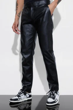 Slim Fit Pu Trouser | BoohooMAN UK