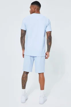 Slim Fit Rib T-shirt And Short Set | BoohooMAN UK