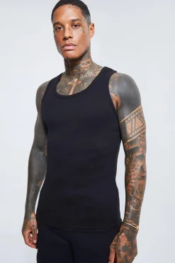 Slim Fit Ribbed Vest | BoohooMAN UK