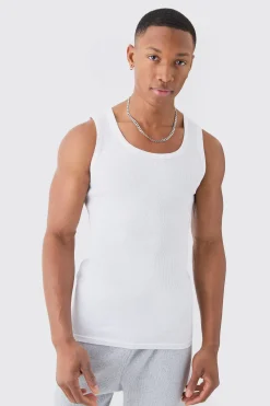 Slim Fit Ribbed Vest | BoohooMAN UK