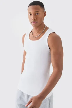 Slim Fit Ribbed Vest | BoohooMAN UK